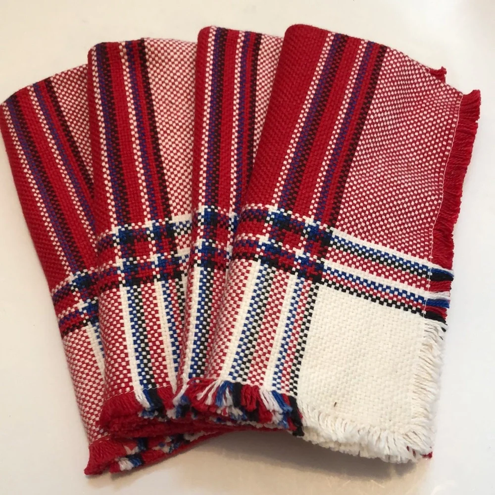 Norwegian woven napkins cloth vintage woven napkins Vintage Woven USA JULY 4th